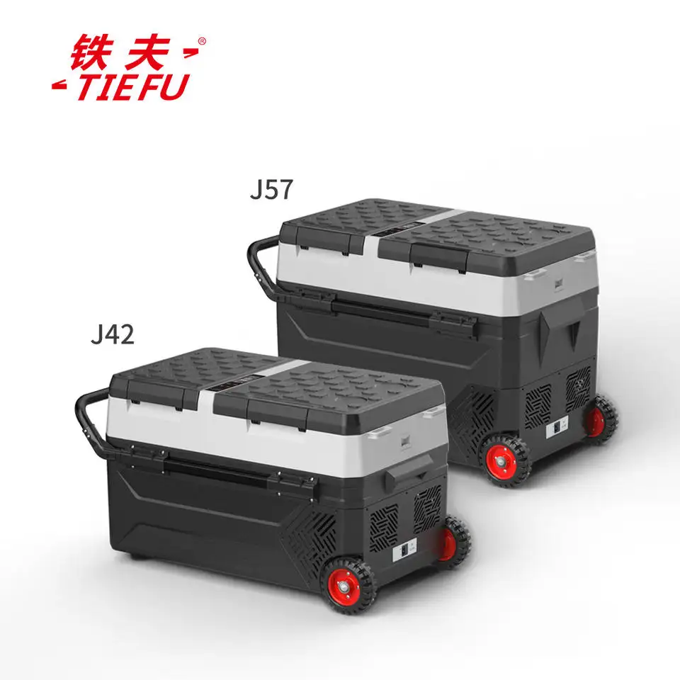 Yeni tasarım Mini soğutucu kutu dondurucu araba buzdolabı elektrikli 57L soğutucu isıtıcı taşınabilir buzdolabı seyahat