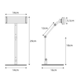 Supporto per Monitor Portatile a Braccio Lungo, Supporto per Tablet con Base Girevole a 360°, Supporto Flessibile per <span class=keywords><strong>iPad</strong></span> da Scrivania per Ufficio, Scuola, Negozio - Product Image 5