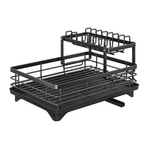 Kitchen Drain <b>Rack</b> 2 Tier Foldable Movable Sink <b>Dish</b> Drying <b>Rack</b> Tableware Storage Box - Product Image 5