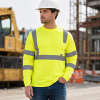 Camisetas de Trabajo de Seguridad Reflectantes para la Construcción con Logotipo Personalizado, Manga Larga, Secado Rápido, Tipo Birdseye, para Trabajadores Hombres, con Bolsillos