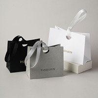 Sacs cadeaux de luxe personnalisés PandaSew avec poignée en ruban pour petites entreprises, sacs d'emballage en papier