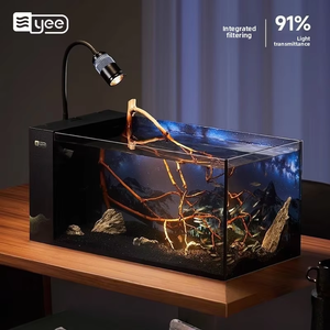 אקווריום שולחני שקט YEE Ultra Clear עם פילטר צד משולב, אקווריום אקולוגי, 91% העברת אור, מיכל זרימה. - Product Image 5