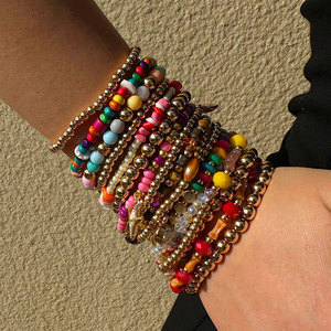 Haomi Fashion Ensemble de 18 bracelets colorés en perles, bracelets étoiles de mer, cordons pour hommes et femmes - Product Image 5