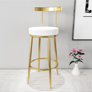 Silla de Barra <span class=keywords><strong>Alta</strong></span> de Metal Nórdico de Lujo, Dorada, para el Hogar, de Terciopelo, de Cuero, Moderna, Económica, para Barra de Cocina, Muebles para <span class=keywords><strong>Mesa</strong></span> de Bar - Product Image 1