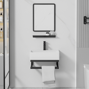 <span class=keywords><strong>Lavabo</strong></span> de Porcelana de Superficie Sólida para Colgar en la Pared con Estante de Acero Inoxidable, <span class=keywords><strong>Lavabo</strong></span> con Soporte de Cerámica, <span class=keywords><strong>Precio</strong></span> al por Mayor - Product Image 4
