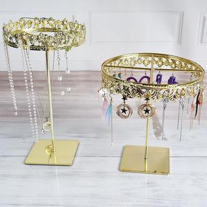 High Quality Vertical European Retro Princess Stainless Steel Crown Rotating Earring Display Stands - Product Image 5