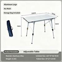 Table de pique-nique rectangulaire pliable, design en forme de nid d'abeille, réglable en hauteur, en alliage d'aluminium, mobilier d'extérieur, argent