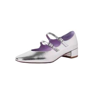 Zapatillas de ballet plateadas de doble correa para niños, estilo retro, con tacón grueso, sandalias ligeras con tacón medio. - Product Image 6