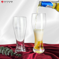 Vente en gros de tasses à bière en verre à sublimation personnalisées avec poignée, différents designs, 330 ml et 500 ml