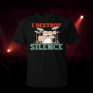 Camiseta I Destroy Silence Drummer, camiseta promocional negra para hombre - Product Image 3