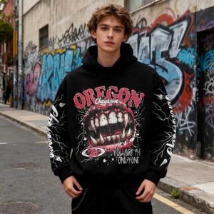 Sudadera con Capucha Oversize de Manga Larga 100% Poliéster con Estampado Digital de Letras y Dibujos Animados, Diseño Personalizado para Otoño 2025, Hombros Caídos - Product Image 2