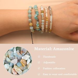 5Pcs Boho Tự Nhiên Amazonite Đá Vòng Đeo Tay Cho Phụ Nữ Người Đàn Ông Handmade Có Thể Điều Chỉnh Lapis Lazuli Đính Cườm Vòng Đeo Tay Trang Sức Set - Product Image 2