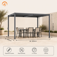 Pergola murale à 2 poteaux à prix d'usine, avec toit en acier et cadre en aluminium, résistante aux intempéries, pour jardin, resort et patio
