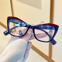 Lunettes de vue anti-lumière bleue unisexe de haute qualité, design rétro œil de chat, verres transparents, monture intégrale en PC, adaptées à toutes les formes de visage