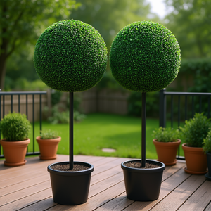 Alberi di bosso artificiali a forma di palla, 16 pollici, sempreverdi, topiari finti per decorazioni da giardino e casa, 2 pezzi - Product Image 2