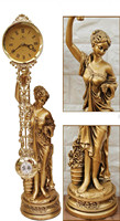 Horloge de table silencieuse à pendule oscillant, style européen, en bronze et résine, représentant la « Déesse des Fleurs », mouvement à quartz