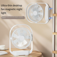 Ventilateur de bureau magnétique USB Type-C, silencieux, portable, avec lumière LED, pour voiture, extérieur, maison, hôtel