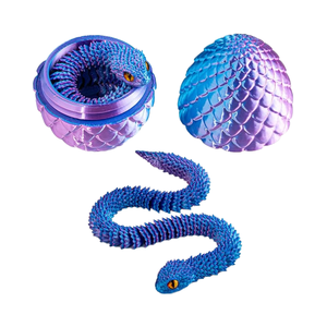 Juguetes de escritorio ejecutivos de animales articulados de 12 pulgadas, impresos en 3D, con diseño de huevos de serpiente azules en polvo, de cristal, para cestas de Pascua, de plástico - Product Image 1