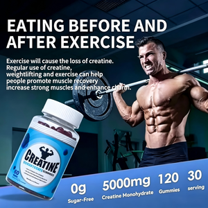 Gomitas de Creatina Monohidrato OEM 5000mg con BCAA, <span class=keywords><strong>Taurina</strong></span>, B6, B12, Sin Azúcar, Veganas, Sin Gluten, Suplemento Pre-Entrenamiento, Marca Privada - Product Image 5