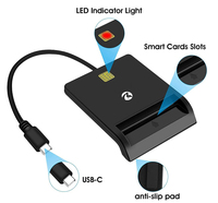 Lector de Tarjetas Tipo C ZOWEETEK, Lector y Escritor de Tarjetas Inteligentes de 5V, 3V y 1.8V, ISO 7816 Clase A, B y C para Teléfonos y Tabletas