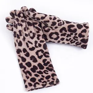 Hot Verkoop Luipaard Print Handschoenen Voor Vrouwen Mode Mies Fluwelen Warme Handschoenen