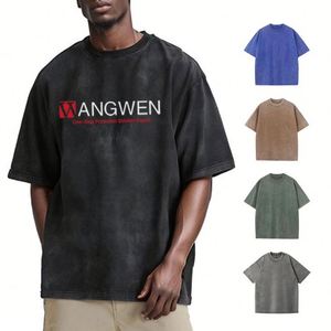 เสื้อยืดสตรีทแวร์ขายส่ง ออกแบบลายพิมพ์ตามสั่ง ทรงโอเวอร์ไซส์ สไตล์ฮิปฮอป น้ำหนัก 200 กรัม ลายมัดย้อมสีพื้น สำหรับผู้ชาย - Product Image 1