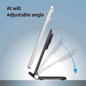 Support de <span class=keywords><strong>charge</strong></span> <span class=keywords><strong>sans</strong></span> <span class=keywords><strong>fil</strong></span> pliable 15W 3-en-1, station d'accueil rapide pour smartphone avec protection OVP, chargeur de téléphone portable à double bobine - Product Image 4