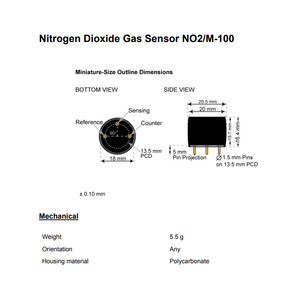Sensor de Gas Membrapor No2/M-100, Electroquímico de 3 Electrodos, 0-100 ppm, para Detectores Portátiles - Product Image 4