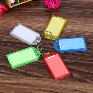 Bán buôn tùy chỉnh nhựa trống Keychain các loại nhãn màu Tên Key tag với kim loại Keyring