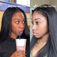 Perruques de cheveux naturels bruts Kinky Straight, 100 % cheveux humains, Lace Front 40 pouces, Perruque Kinky Straight 13x6 avec bords 4c