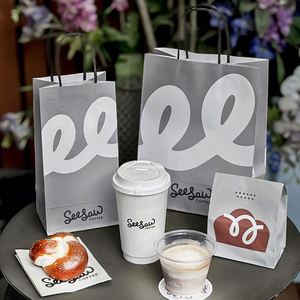 Sacs à pizza en papier kraft recyclable de haute qualité personnalisés, sacs à emporter pour aliments, impression offset écologique, logos, chaînes de cafés - Product Image 6
