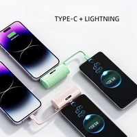 Tragbare Mini-Pocket-Powerbank 5000 mah mit 2-in-1-Kabel