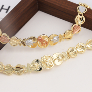 Pulsera de Cadena de Tenis H802 para Mujer, Diseño de la Suerte Número 15, Chapada en Oro de <span class=keywords><strong>14K</strong></span> y 18K, Joyería Geométrica de Bronce Relleno de Oro para Cristianos - Product Image 1