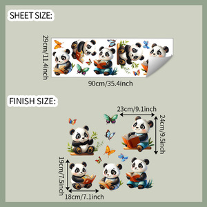 Escuela aula decoración extraíble dibujos animados Panda lectura niños pared calcomanías - Product Image 5