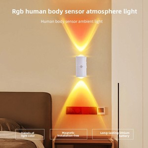 Veilleuse intelligente magnétique moderne en acrylique à double œil de chat, alimentée par batterie, avec capteur de présence humaine, température réglable, LED <span class=keywords><strong>RGB</strong></span> Jaune/Rouge/<span class=keywords><strong>Blanc</strong></span> - Product Image 4