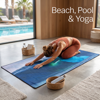 Oversized Microfiber Suede Travel Towel, 200-250GSM Sand-Free Beach Towel, 100x180cm Double Sided Print, Yoga Picnic Quick Dry