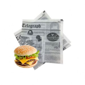 Personalized Newsprint Greaseproof Food Wrapping <b>Paper</b> <b>Sheets</b>, Hamburger Gift Wrapping <b>Paper</b> - Product Image 2