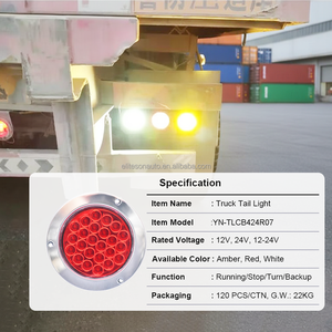 Feu arrière de camion Eliteson en plastique et acier, 4 pouces, 12V 24V, 24 LED, avec feu stop et anneau chromé, pour camionnette et <span class=keywords><strong>remorque</strong></span> - Product Image 2