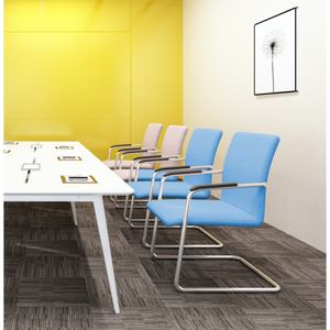 เก้าอี้ประชุมหนังคุณภาพสูงดีไซน์ใหม่พร้อมฐานชุบโครเมียม เก้าอี้สำนักงานสำหรับผู้มาเยี่ยม เก้าอี้พักคอยพร้อมที่วางแขน - Product Image 6