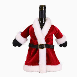 Ensemble de décoration de Noël pour bouteilles de vin rouge, nouveau design créatif, robe de Noël en velours doré pour décorer les bouteilles de vin - Product Image 4