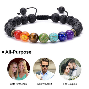 Pierre naturelle <span class=keywords><strong>7</strong></span> Chakra <span class=keywords><strong>Bracelet</strong></span> de pierres précieuses Soulagement de l'anxiété Énergie de guérison Bonne chance Santé <span class=keywords><strong>Oeil</strong></span> de <span class=keywords><strong>tigre</strong></span> Pierre de lave <span class=keywords><strong>Bracelet</strong></span> perlé - Product Image 3