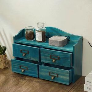Desktop <b>Drawer</b> <b>Storage</b> <b>Box</b> Solid Wood 4-<b>Drawer</b> Organizer For Office Desk Study Room Tidy With Multiple Compartments - Product Image 2