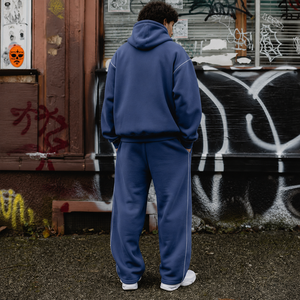 Conjunto de Sudadera con Capucha y Pantalones Deportivos de Felpa Personalizados con Costuras en Contraste, Sudadera con Capucha Extra Grande, Traje de Dos Piezas para Hombre - Product Image 4