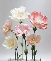 Fleurs artificielles géantes de haute qualité en organza et papier, coquelicot rose, 6 pièces, pour la décoration de la maison, les mariages, les magasins et les accessoires de photographie