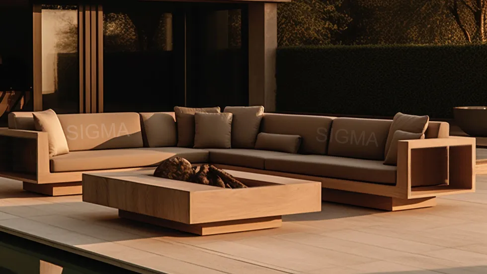 SIGMA Modern Design Teak Sofa Set Patio Furniture Natural Teak Outdoor Chair