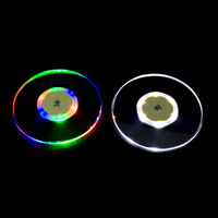 Bon prix cristal acrylique LED lumineux étanche transparent tasse sous-verres Base atmosphère lumière sous-verre