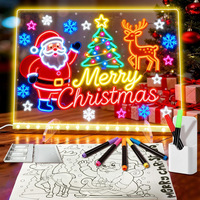 Tableau lumineux à dessin lumineux blanc chaud LED pour bébés et enfants, design moderne en acrylique, prise USB/Type-C, veilleuse carrée