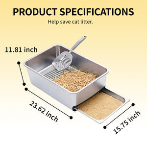 <span class=keywords><strong>Bac</strong></span> à litière pour <span class=keywords><strong>chat</strong></span> en acier inoxydable OEM/ODM, grand format, double couche avec plateau de tamisage, ouverture supérieure, côtés hauts, facile à nettoyer, antirouille - Product Image 2