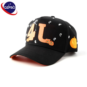 Casquettes de baseball QZFSO personnalisées à visière incurvée, non structurées, avec strass, 5 panneaux, broderie 3D, pour le sport et l'extérieur au quotidien - Product Image 1