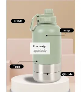 Desain Logo Kustom Perlengkapan Perjalanan Hewan Peliharaan Portabel Tiga-dalam-Satu Botol Minum Anjing Baja Tahan Karat 304 Kokoh untuk Penggunaan Luar Ruangan - Product Image 5